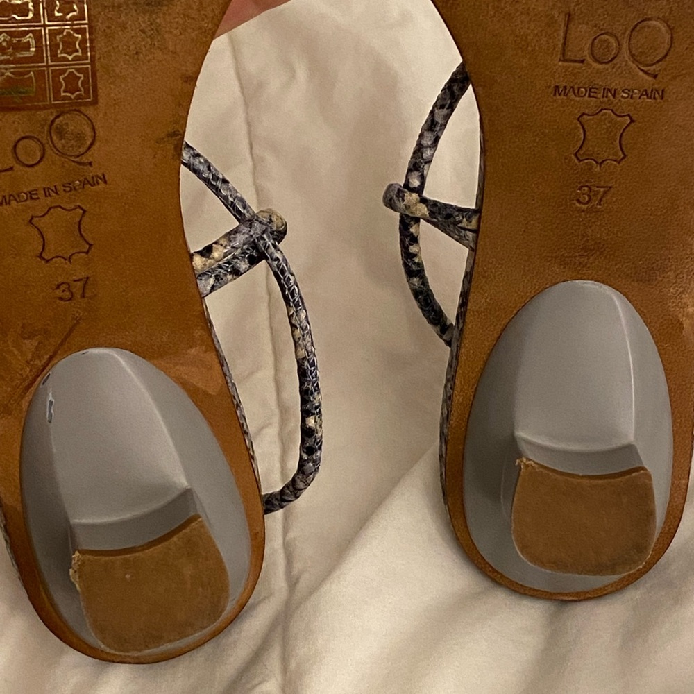 LoQ Roma lace up Sandals in Luna Snake size 37 kitten heel wrap leather open toe - Picture 6 of 10
